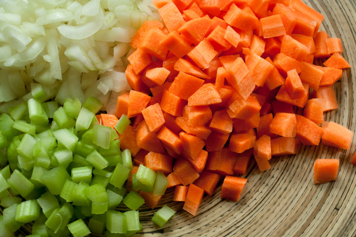Chopped carrots, onions and celery